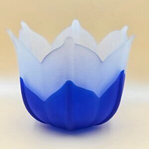 Partylite PO550 Candleholder Indigo Blossom Frosted Vase